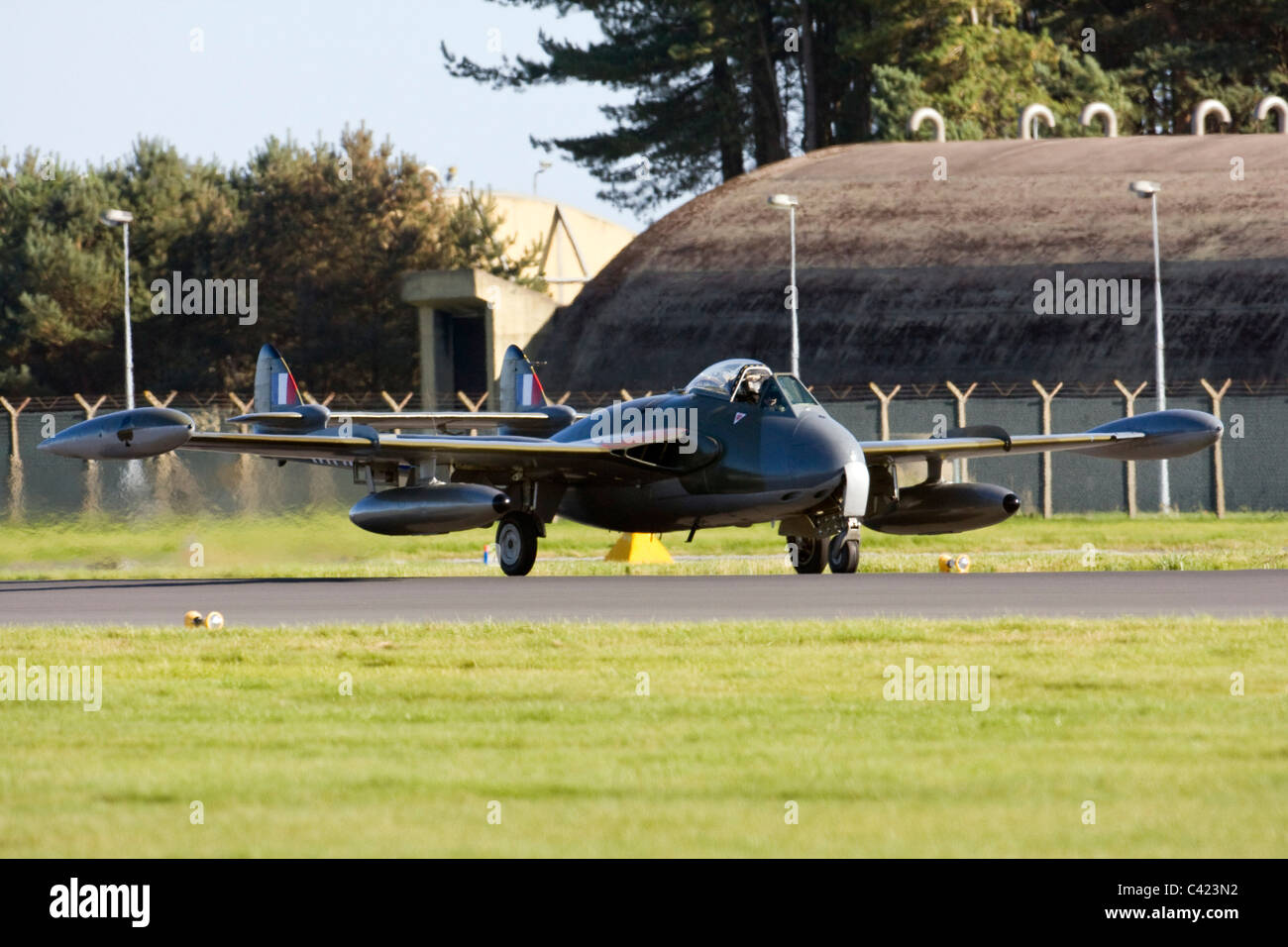 De Havilland Vampire Jet auf der RAF Leuchars Airshow 2009, Fife, Schottland Stockfoto