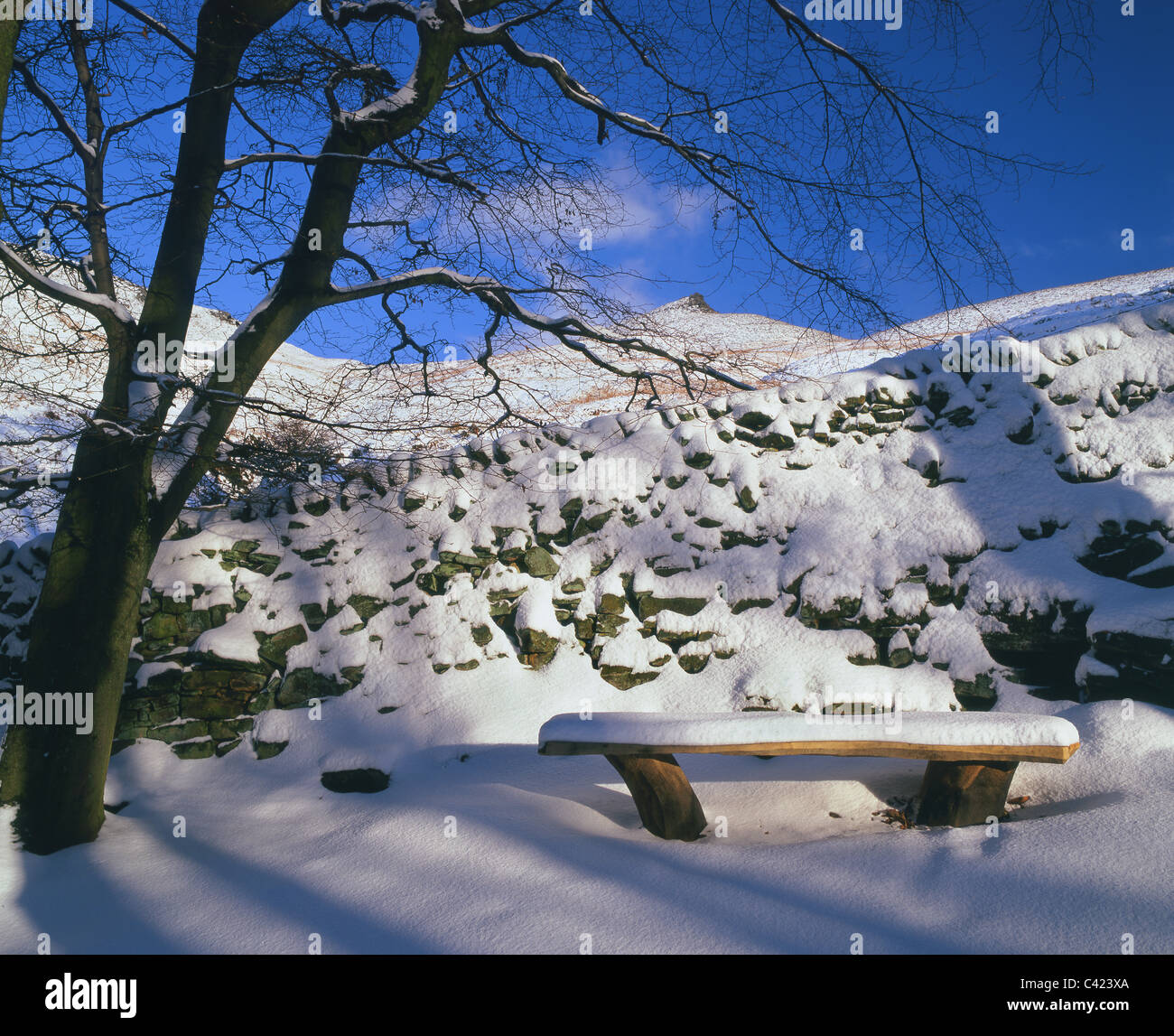 UK, Derbyshire, Peak District, in der Nähe von Edale Blick auf Klingeln Roger von Fußweg zu Grindsbrook Stockfoto