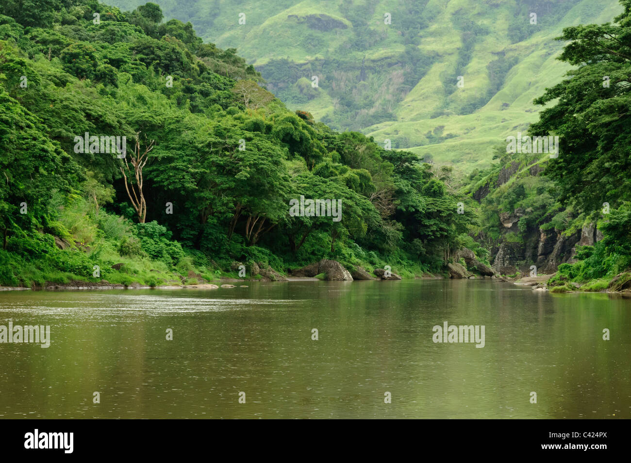 BA-Fluss in der Nähe Navala Dorf im Nausori-Hochland der Insel Viti Levu, Fidschi-Inseln. Stockfoto