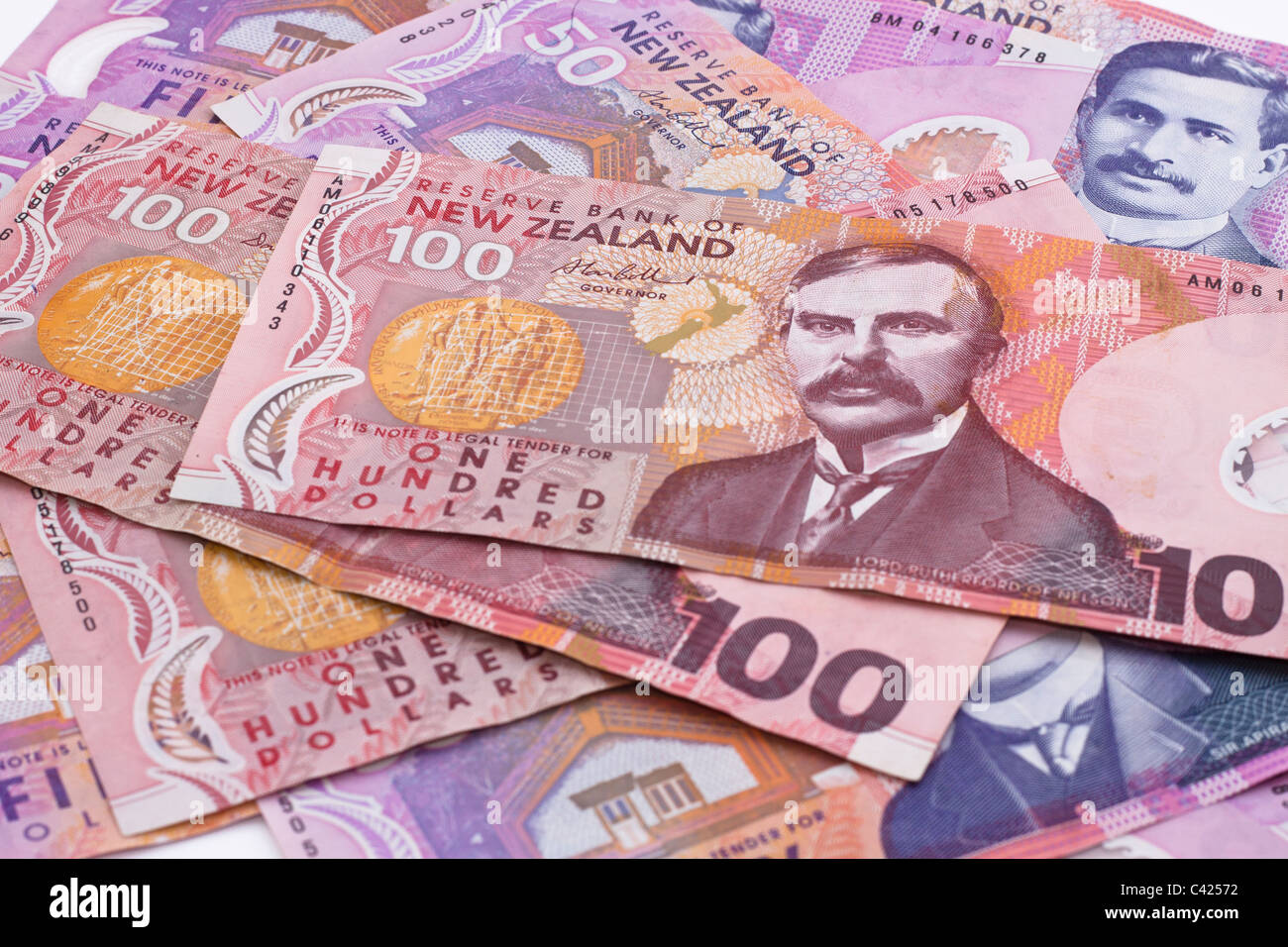 Dollarnoten in Neuseeland Währung Stockfoto