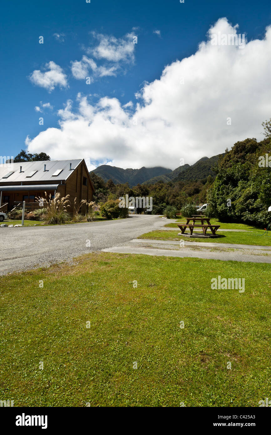 Fox Glacier Lodge, Fox Glacier, West Coast, Südinsel, Neuseeland. Stockfoto