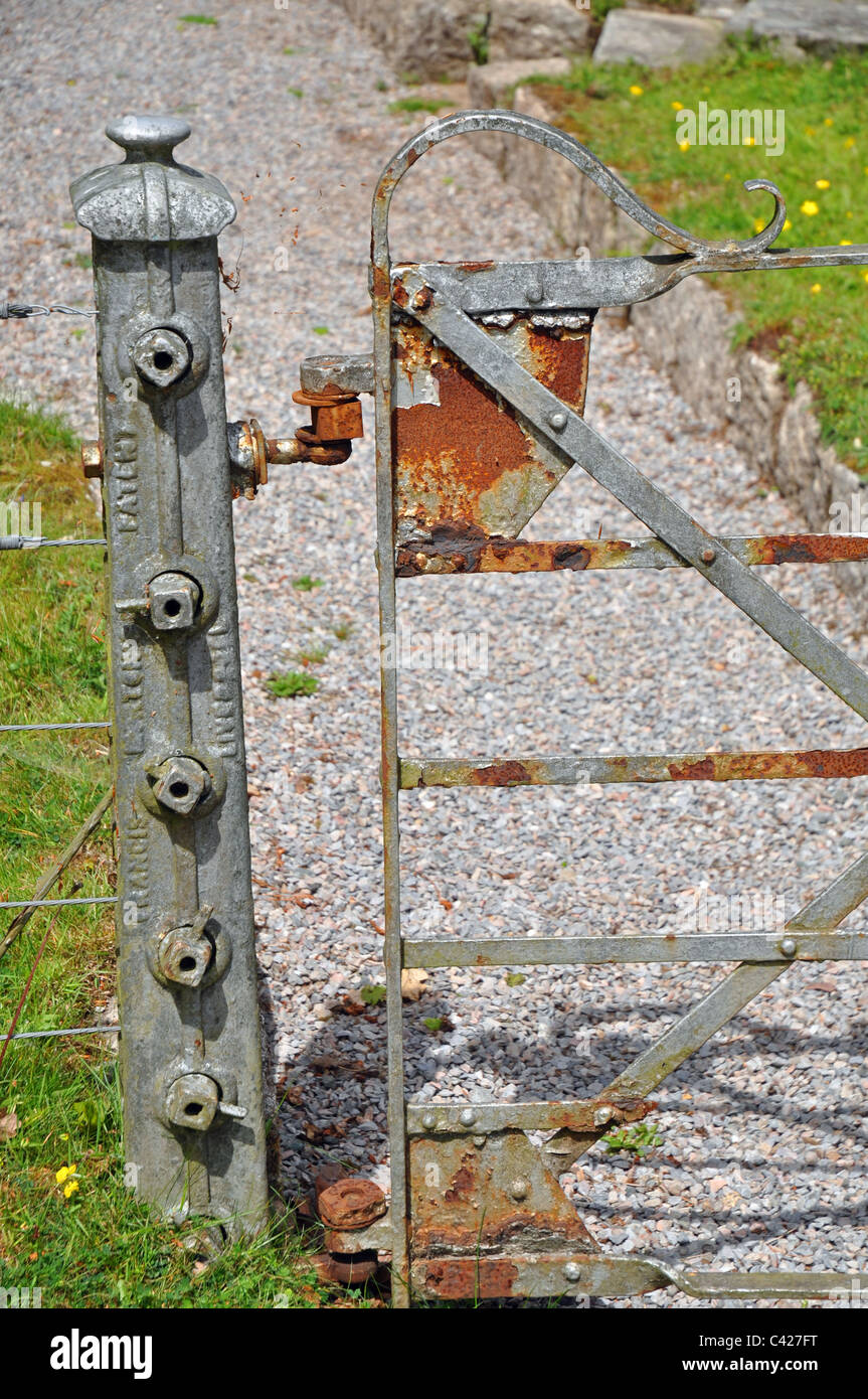 Burrator, Devon, England: altmodische Zaun und Tor Stockfoto