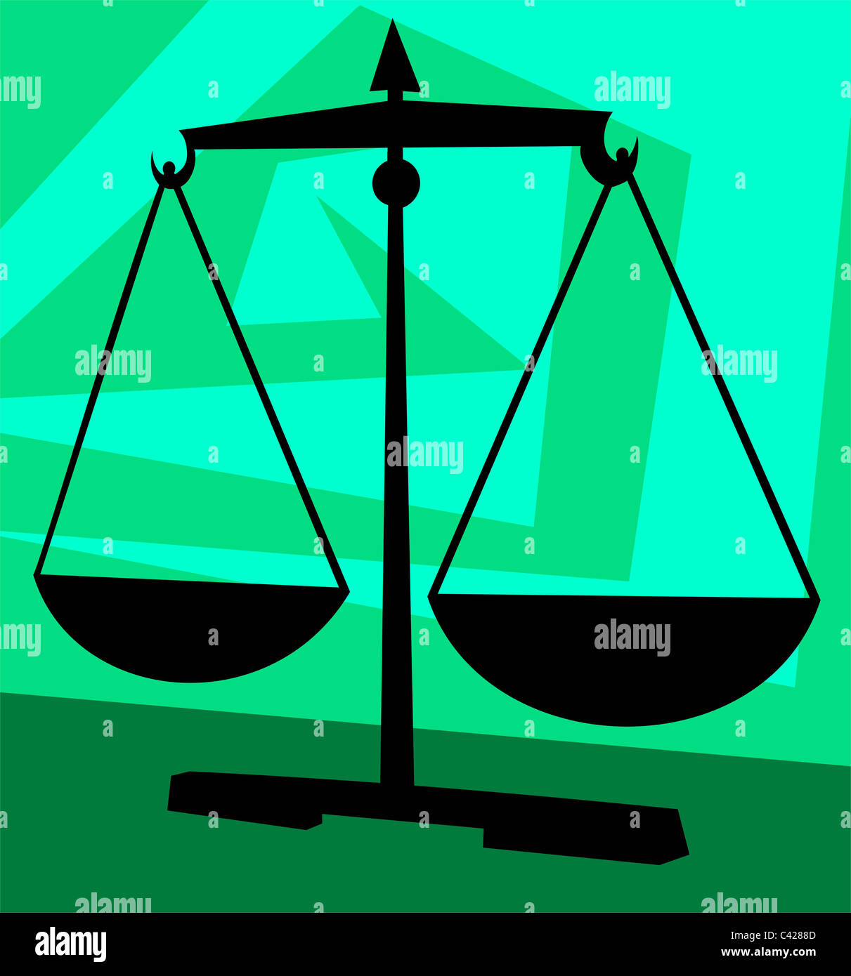 einfache Balance in grünen Hintergrund Stockfoto