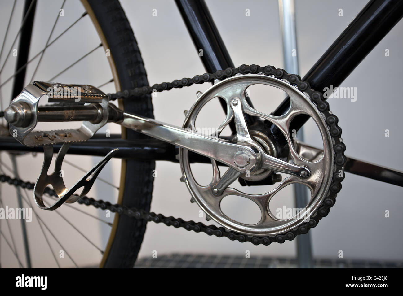 Alte Zeiten Fahrrad-Detailansicht Stockfoto