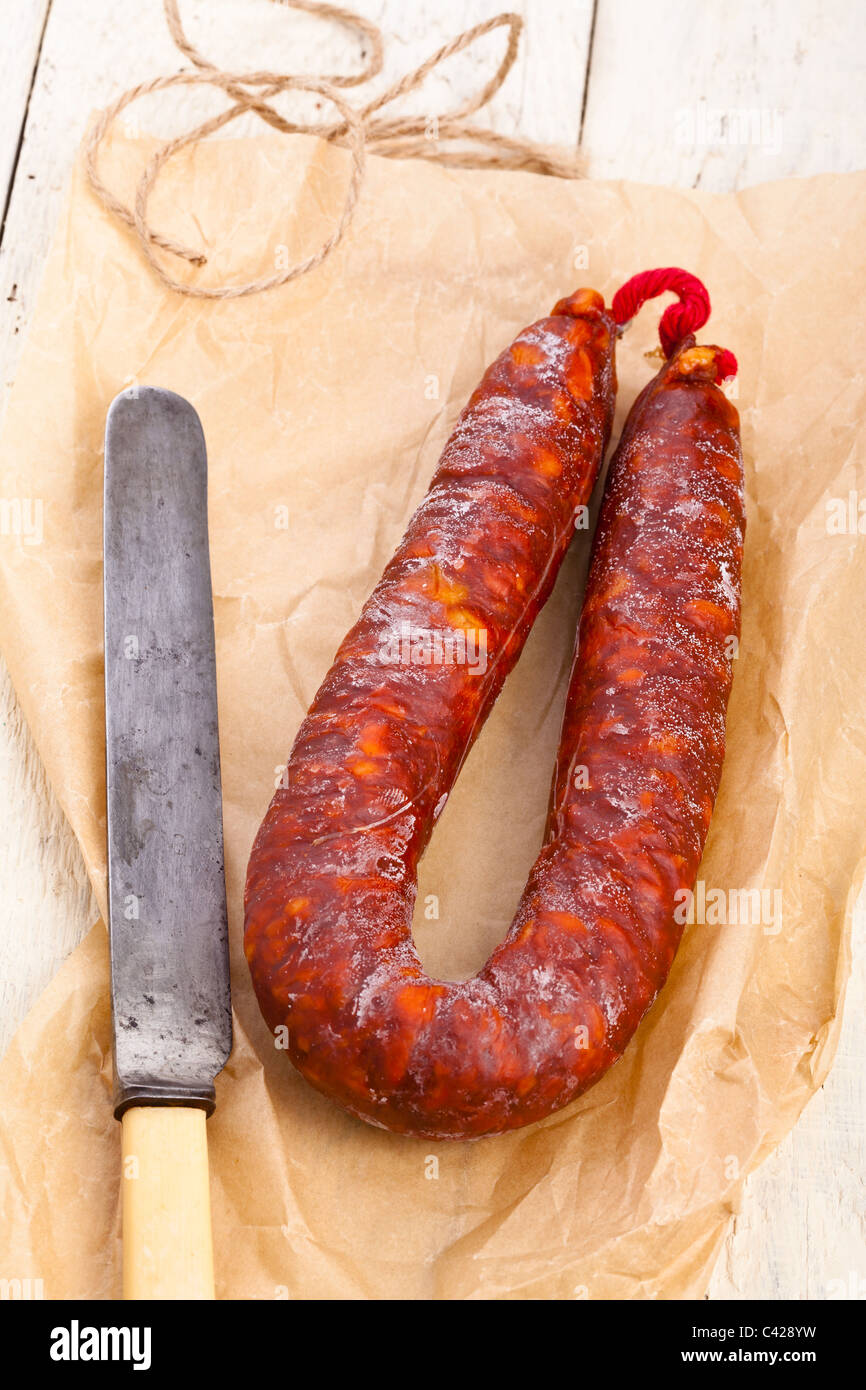 Iberische Chorizo Stockfoto