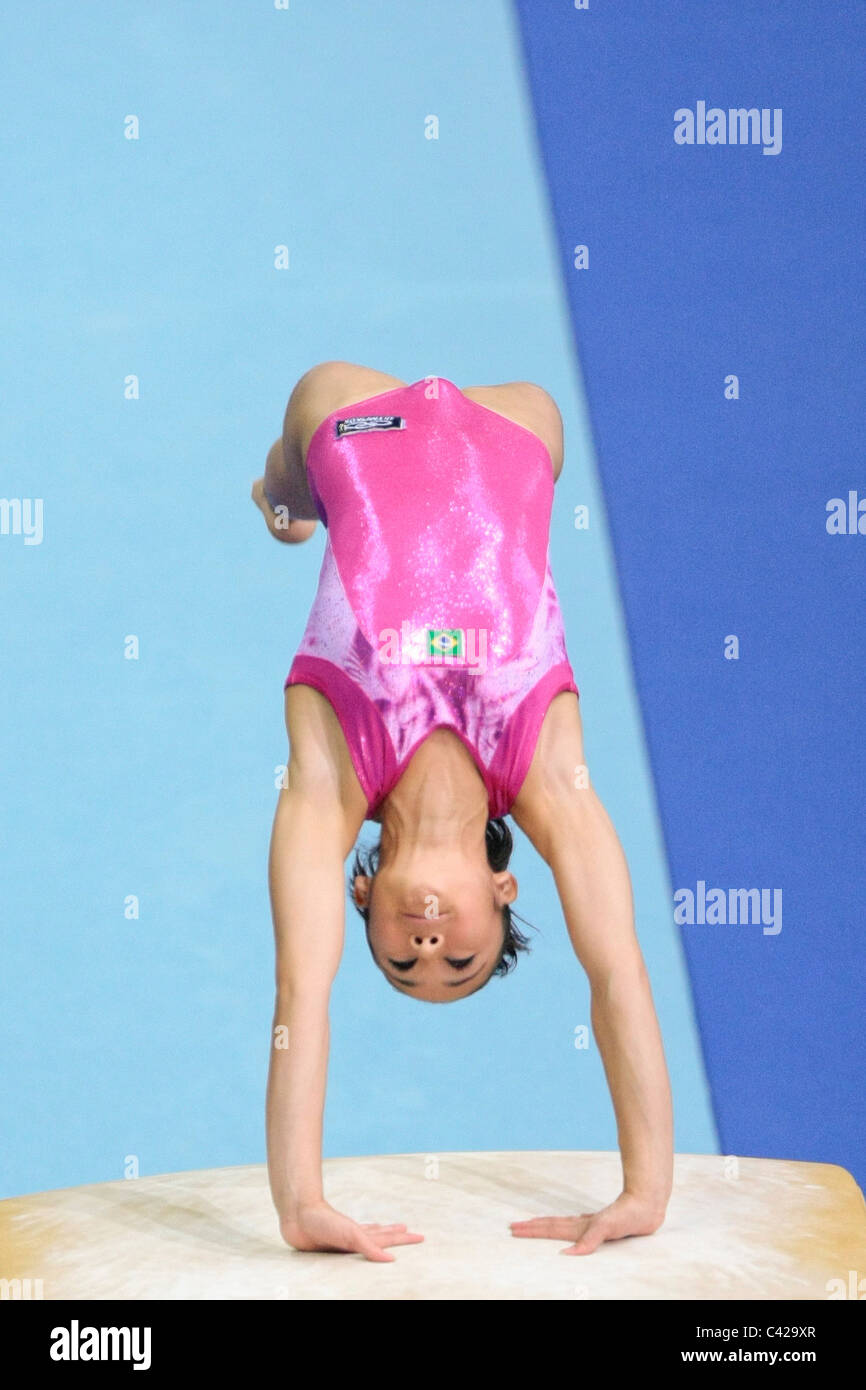 Harumy Freitas Brasiliens konkurriert in der 2010 Singapur Jugend Olympiade Frauen Tresor Finale. Stockfoto