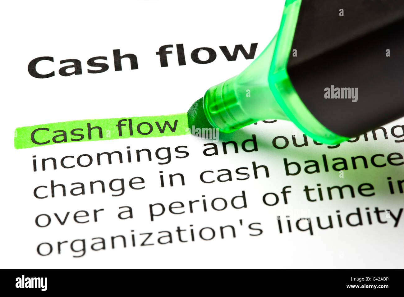 "Cash Flow" grün mit Filzstift markiert Stockfoto