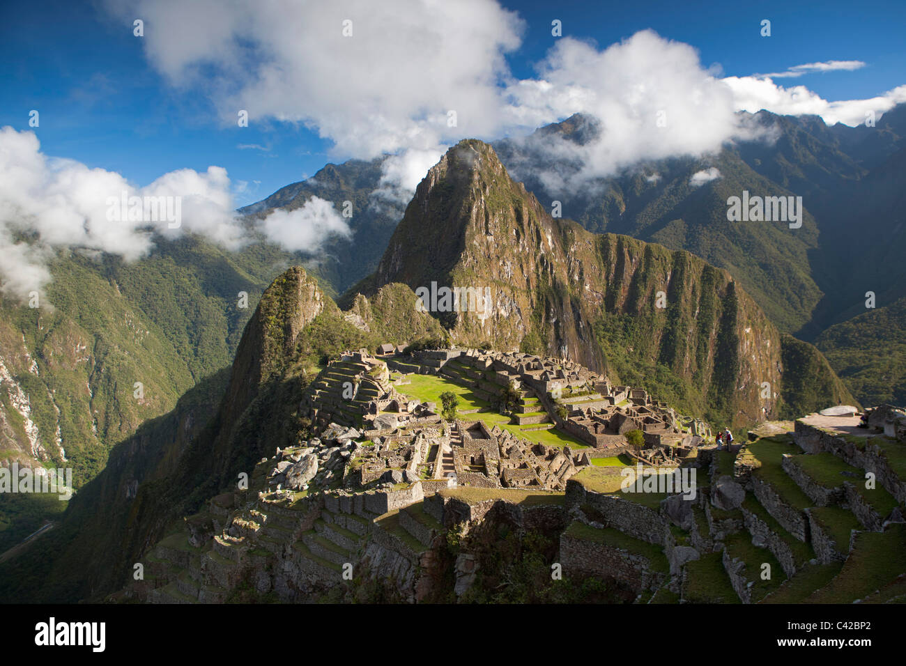 Peru, Inka-Stätte des 15. Jahrhunderts gelegen 2.430 Meter (7.970 ft) über dem Meeresspiegel. Stockfoto