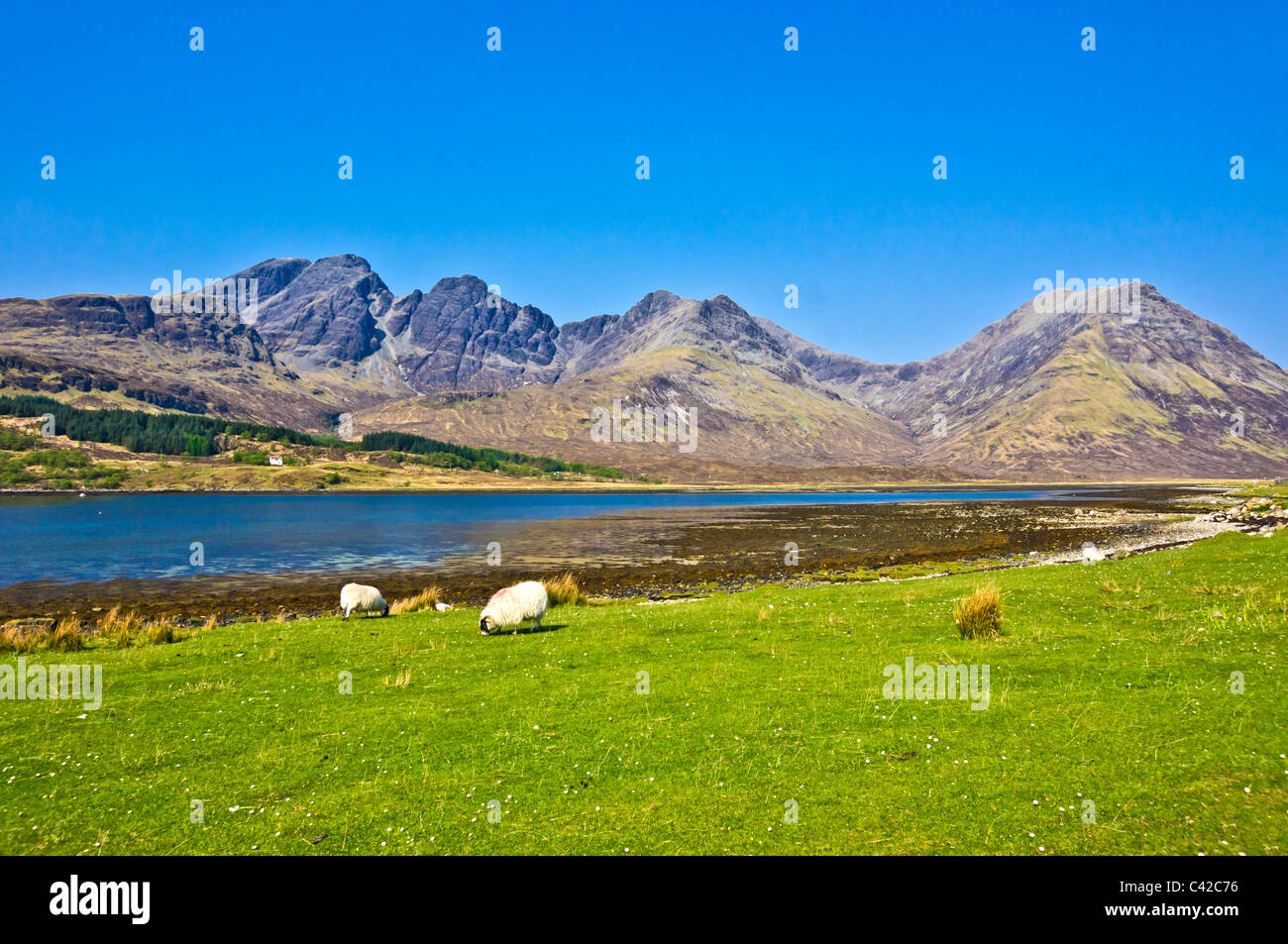 Schottischer Berg Blabheinn (Blaven) von Loch ich in der Nähe von Isle Of Skye Schottland Torrin betrachtet Stockfoto