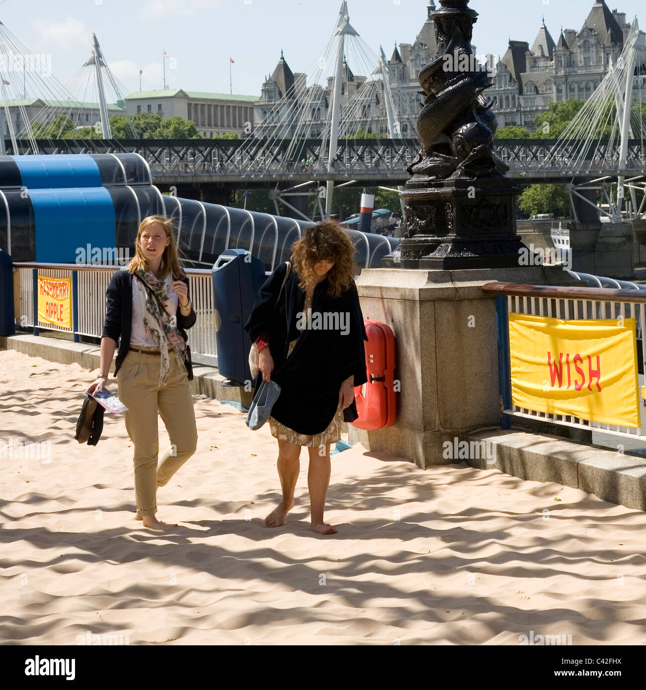 Provisorische Meer Strand auf London Southbank Stockfoto