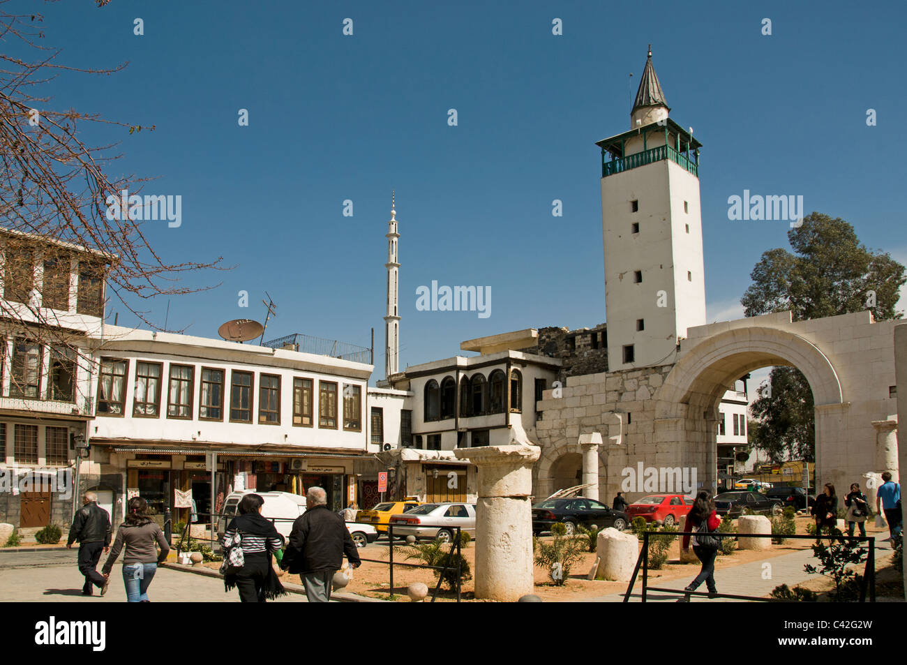 Straße zu Asche Bab Sharqi alten östlichen Tor Damaskus-Syrien Stockfoto