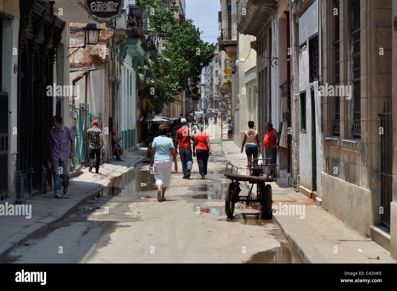 Typische traditionelle kubanische Straßenszene in Havanna Kuba Stockfoto