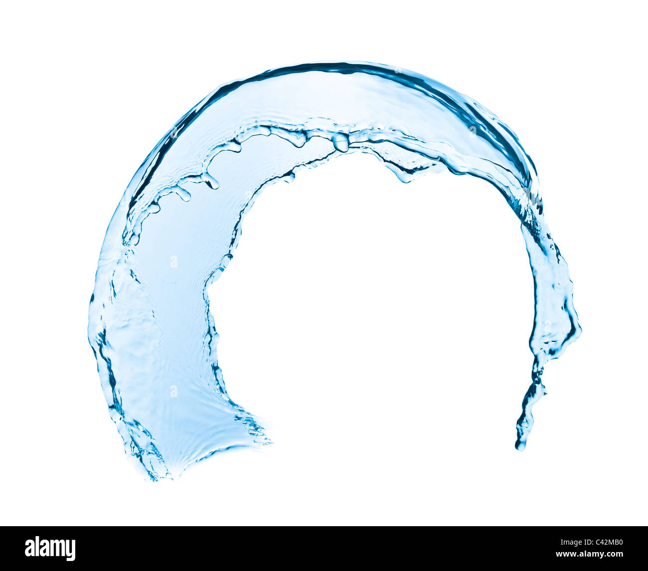 Spritzwasser Nahaufnahme isoliert auf weißem Hintergrund Stockfoto