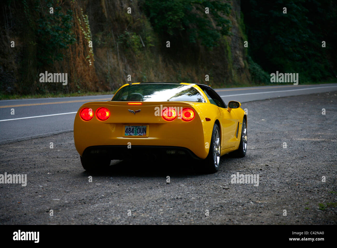 Gelben Corvette Stockfoto
