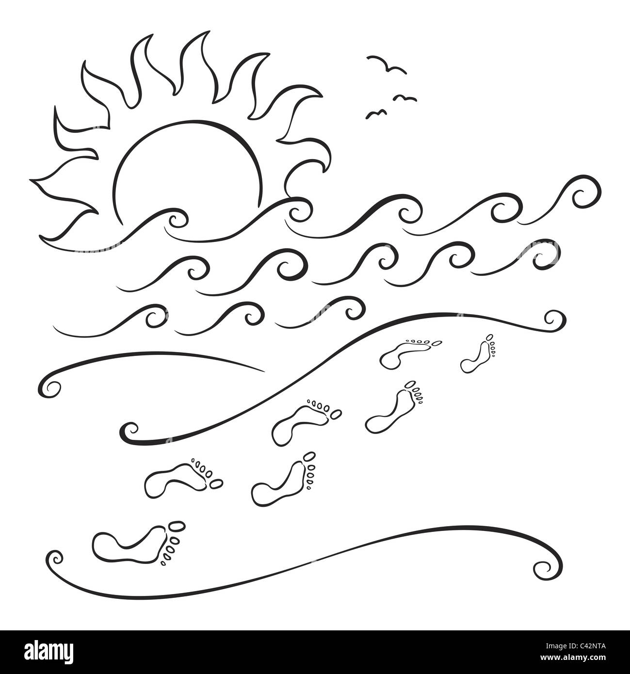 Spuren am Strand Stockfoto