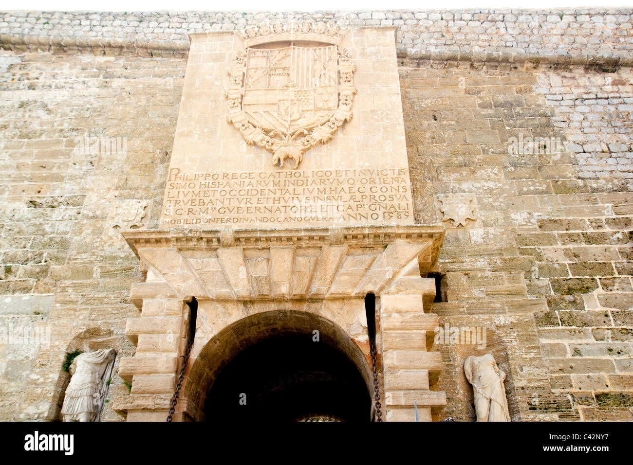 Burg Ibiza Eingang Tür Dalt Vila-Balearen-Spanien Stockfoto