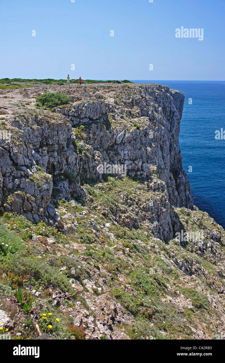 Küsten-Ansicht, Cabo de São Vicente, Vila Bispo Gemeinde, Region Distrikt Faro, Algarve, Portugal Stockfoto