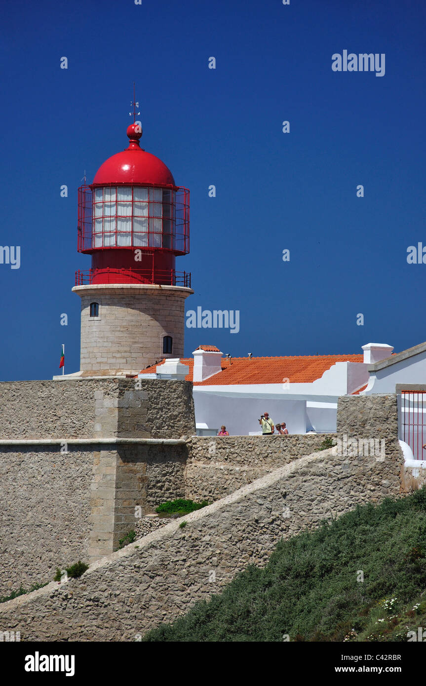 Der Leuchtturm, Cabo de São Vicente, Vila do Bispo Gemeinde, Region Distrikt Faro, Algarve, Portugal Stockfoto