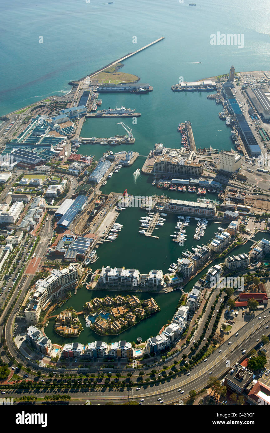 Luftbild von der Waterfront Marina in Cape Town, Südafrika. Stockfoto