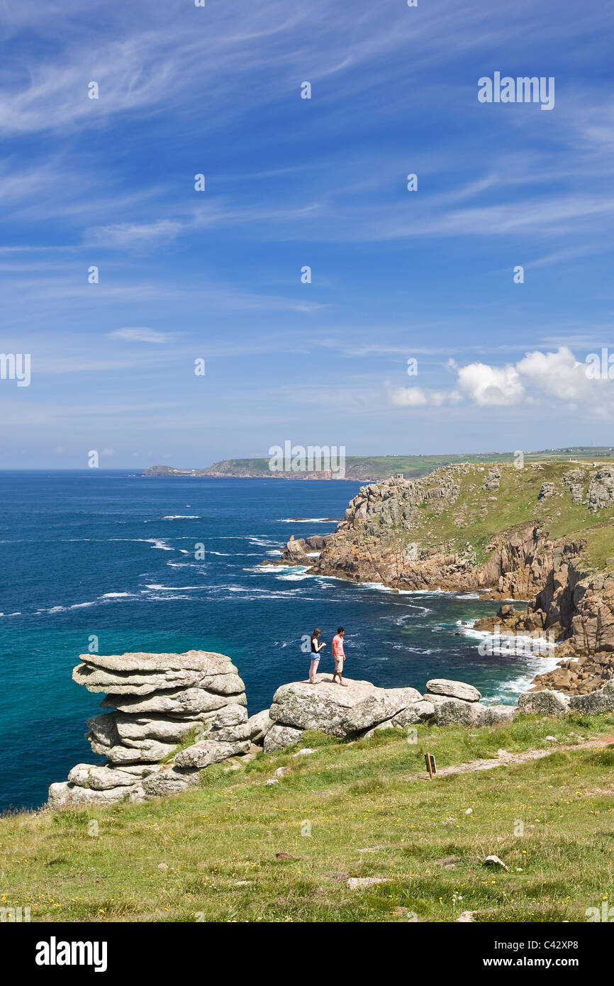 Cornish Küste in der Nähe von Lands End, West Cornwall, England UK Stockfoto