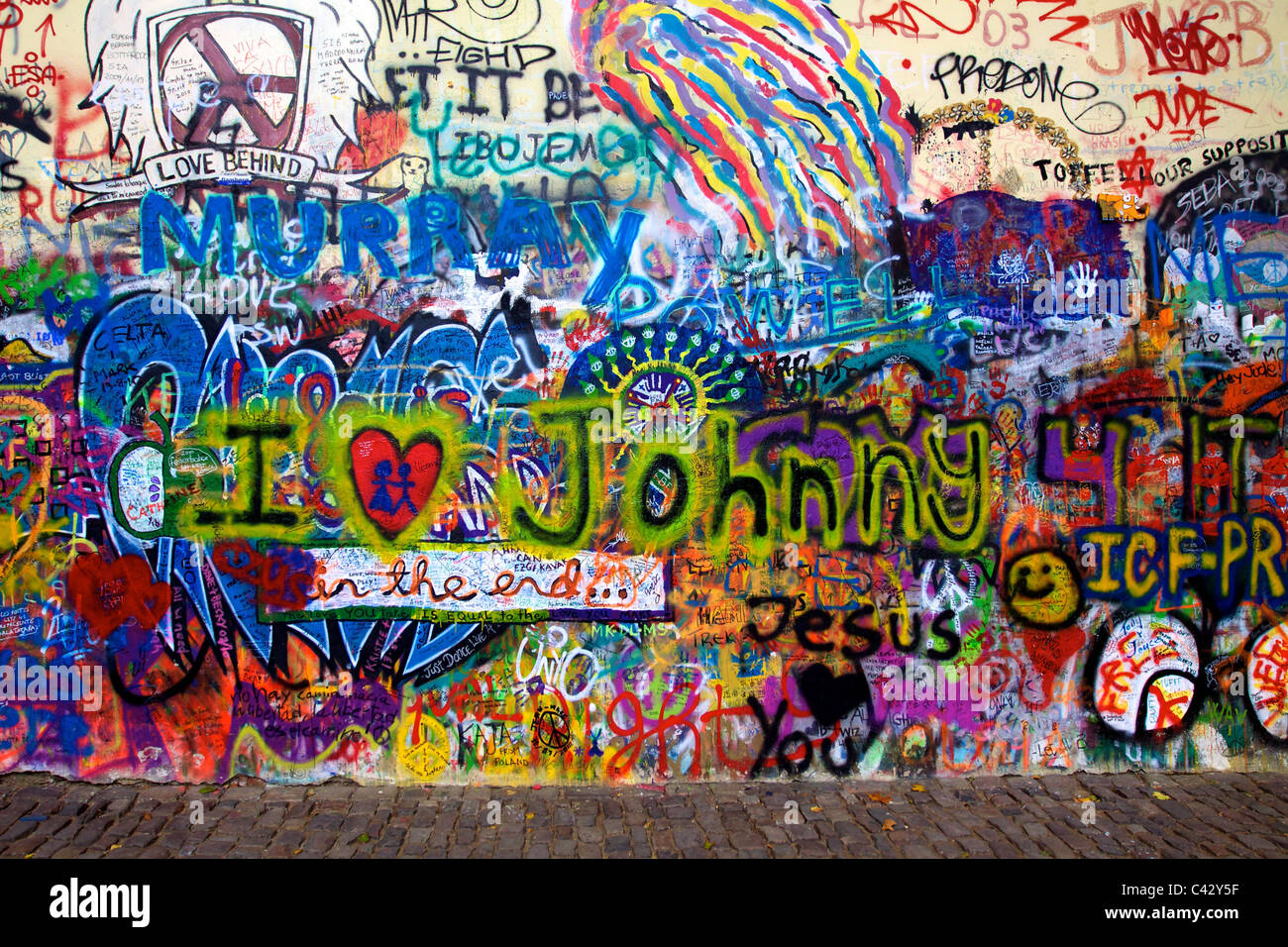 Die John-Lennon-Mauer in Prag Stockfoto