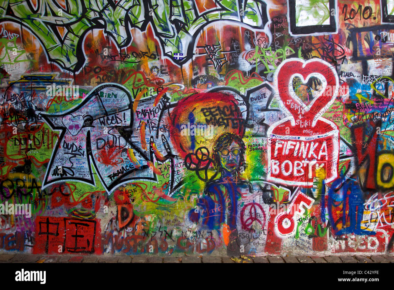 Die John-Lennon-Mauer in Prag Stockfoto