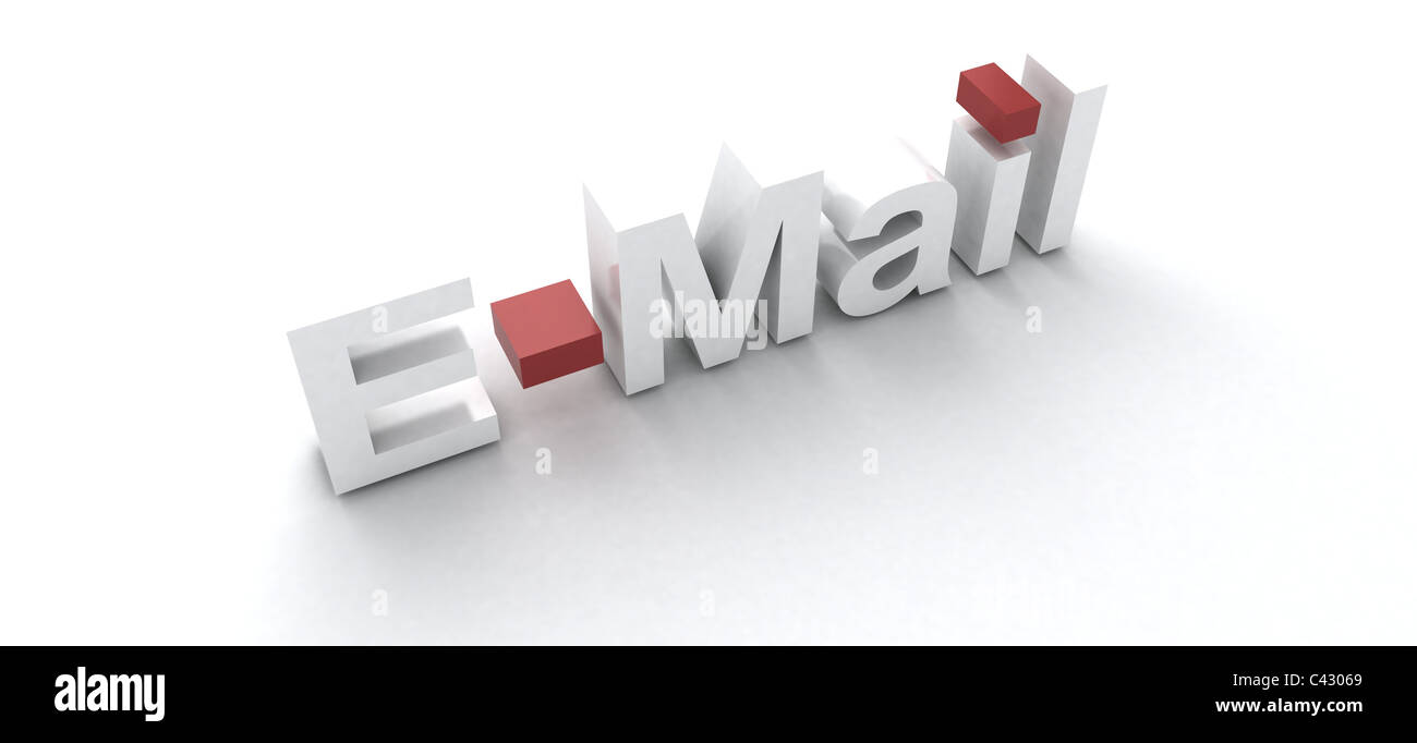 3d e-mail isoliert auf weißem Stockfoto