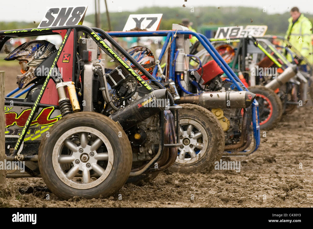 leichte Motorrad Rennwagen auf einem Rasen-Track-event Stockfoto