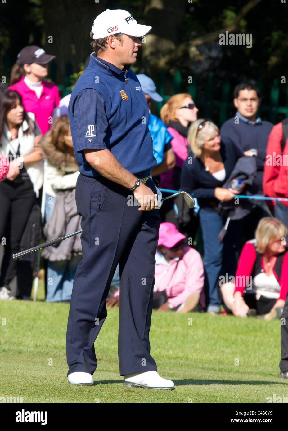 Wentworth Club, Surrey England - 29. Mai 2011: Lee Westwood auf Loch 18 Tag 4 der BMW PGA Championship am 29. Mai 2011 2. Plac Stockfoto