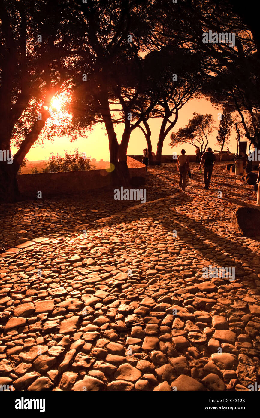 Castelo de Sao Jorge Wälle, Lissabon, Portugal Stockfoto