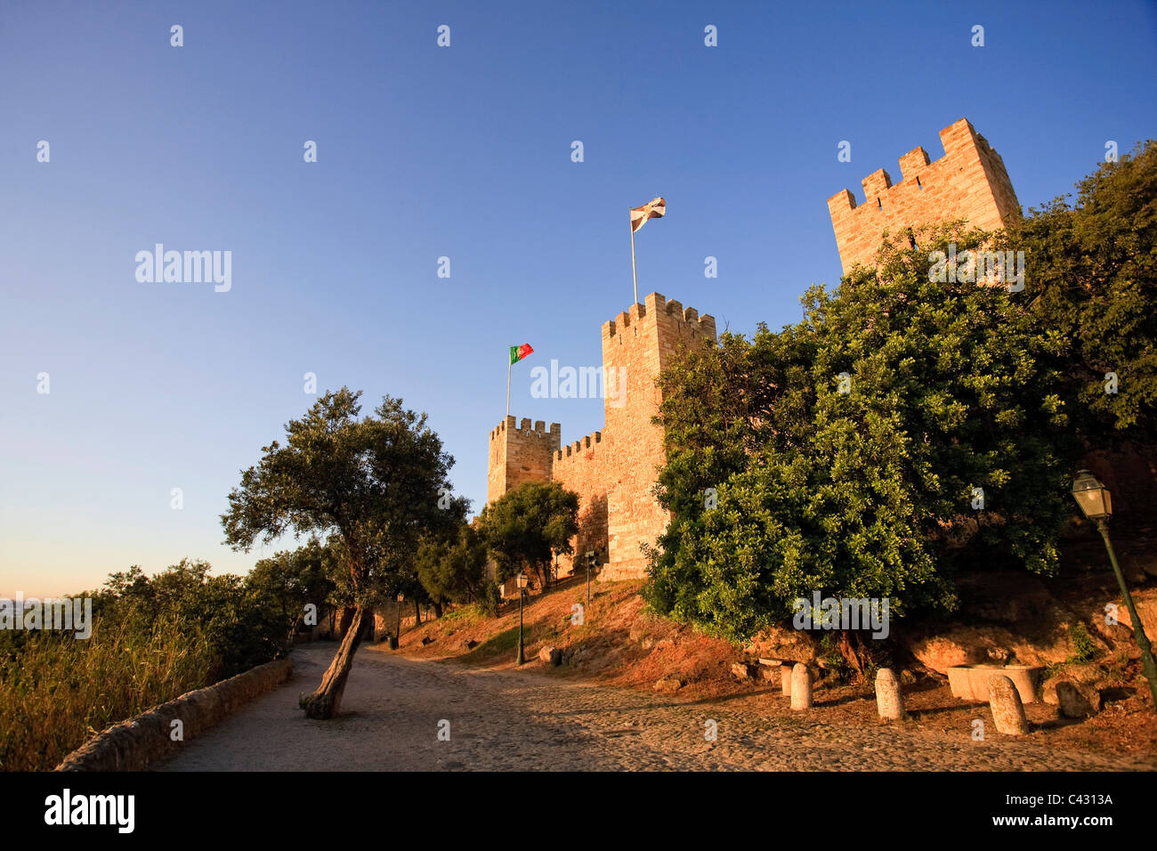 Castelo de Sao Jorge Wälle, Lissabon, Portugal Stockfoto