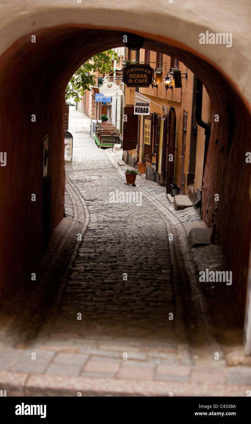 Gasse in Stockholm, Schweden Stockfoto