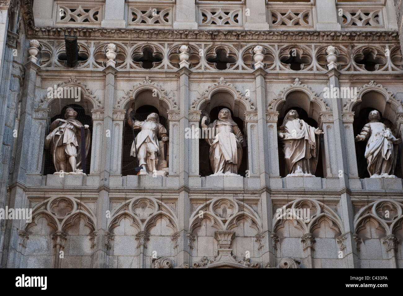 Detail über Puerta del Juicio Finale, Tür des jüngsten Gerichts, Main Fassade, Toledo Kathedrale, Spanien Stockfoto