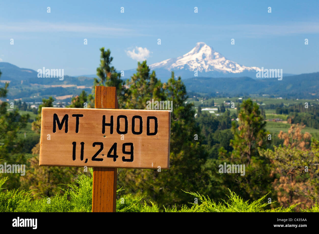 Melden Sie sich für Mount Hood Hood River Panorama Point Park Oregon USA Stockfoto