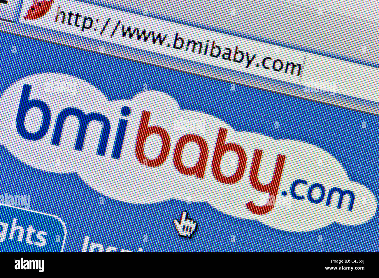 Nahaufnahme von Bmibaby Logo wie auf ihrer Website zu sehen. (Nur zur redaktionellen Verwendung: print, TV, e-Book und redaktionelle Webseite). Stockfoto