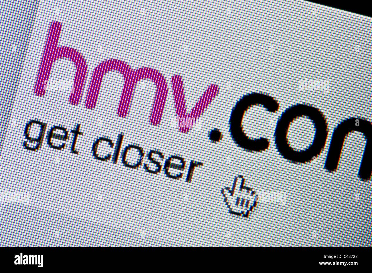 Nahaufnahme von der HMV-Logo auf ihrer Website gesehen. (Nur zur redaktionellen Verwendung: print, TV, e-Book und redaktionelle Webseite). Stockfoto