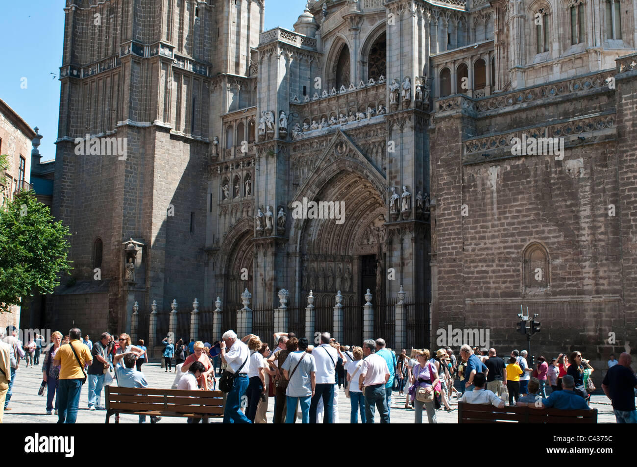 Hauptfassade, Toledo Kathedrale, Spanien Stockfoto