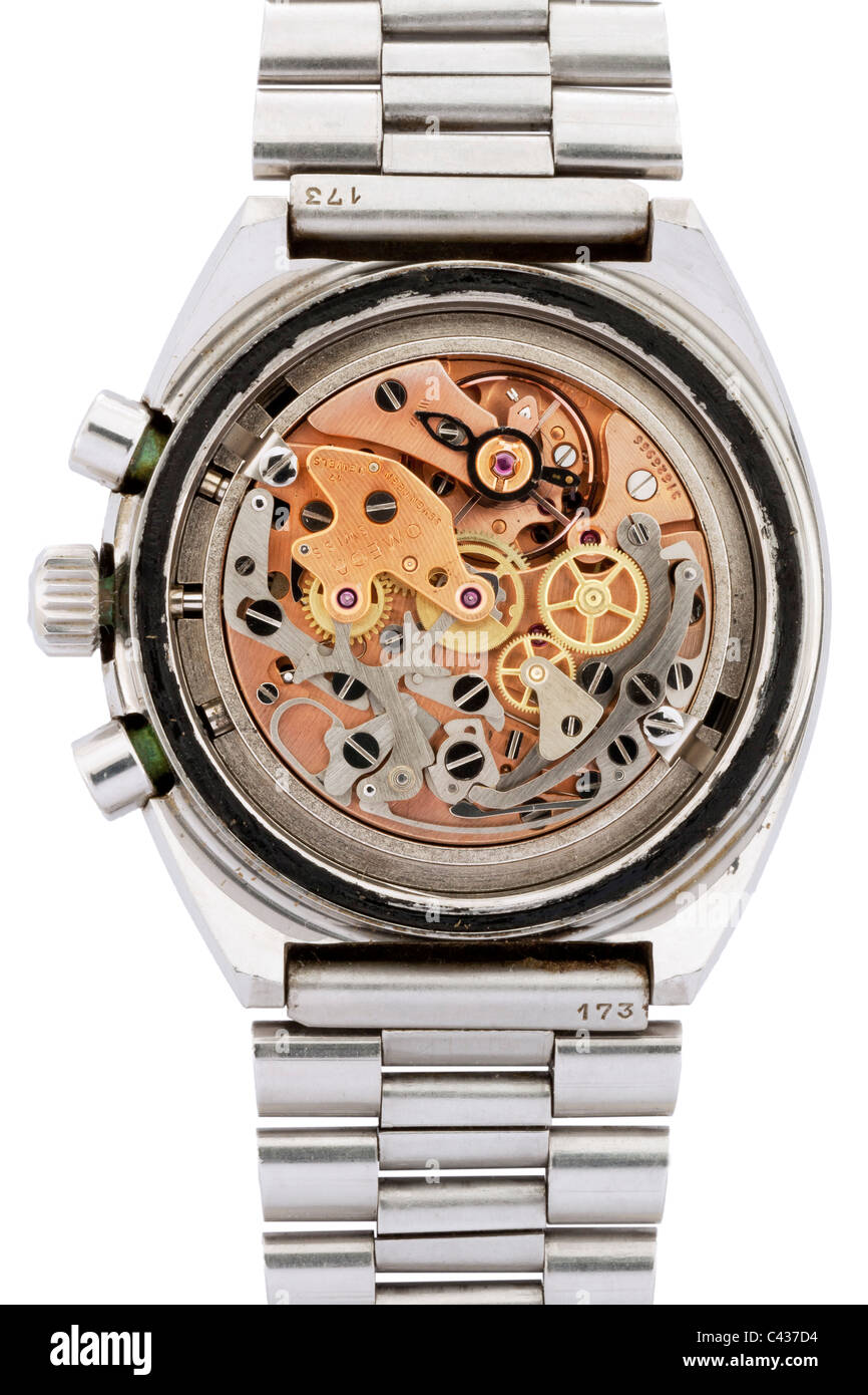 Innenausbau der Omega Speedmaster Professional Mark II Edelstahl Swiss Chronograph Armbanduhr JMH4892 Stockfoto