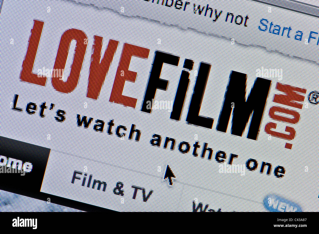 Nahaufnahme von LoveFilm Logo wie auf ihrer Website zu sehen. (Nur zur redaktionellen Verwendung: print, TV, e-Book und redaktionelle Webseite). Stockfoto