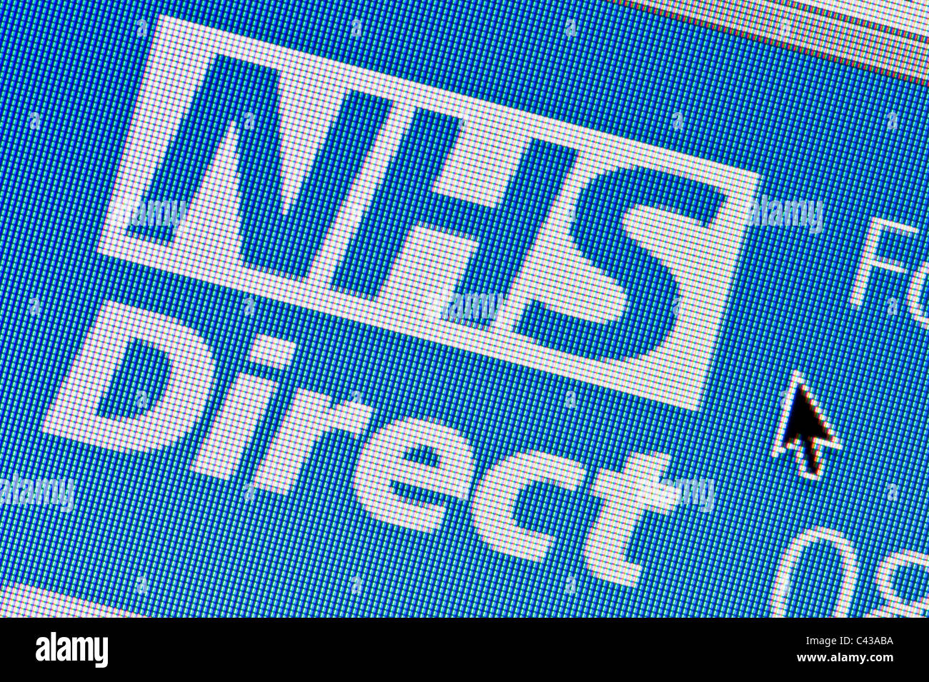 Nahaufnahme des NHS Direct Logos, wie auf ihrer Website zu sehen. (Nur zur redaktionellen Verwendung: print, TV, e-Book und redaktionelle Webseite). Stockfoto