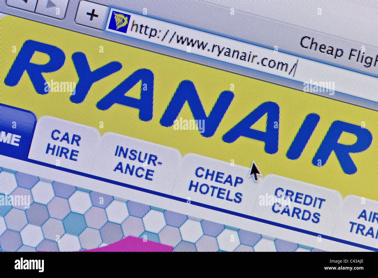 Nahaufnahme von der Ryanair-Logo auf ihrer Website gesehen. (Nur zur redaktionellen Verwendung: print, TV, e-Book und redaktionelle Webseite). Stockfoto