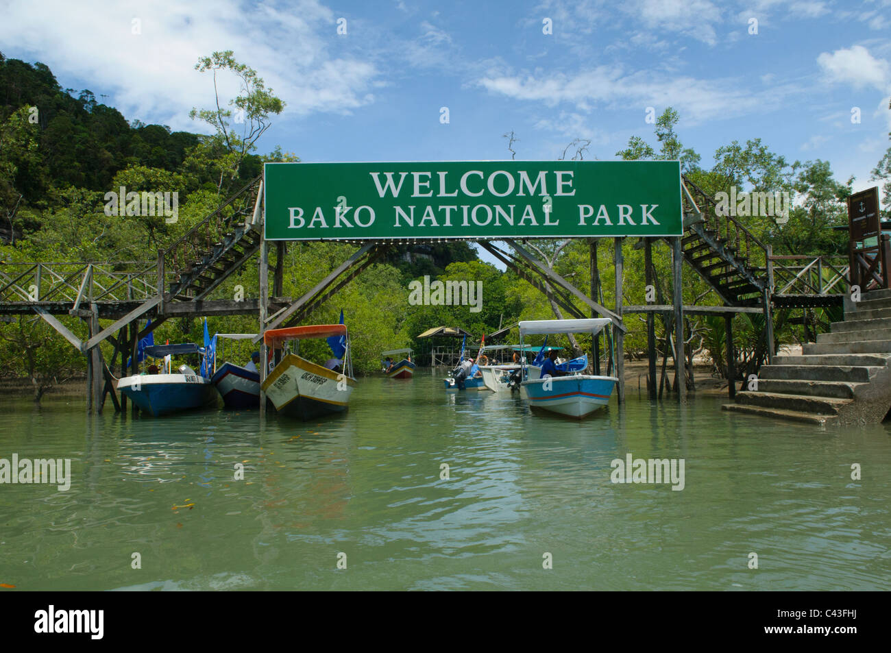 Eingang zum Bako Nationalpark in Sarawak, Borneo, Malaysia Stockfoto