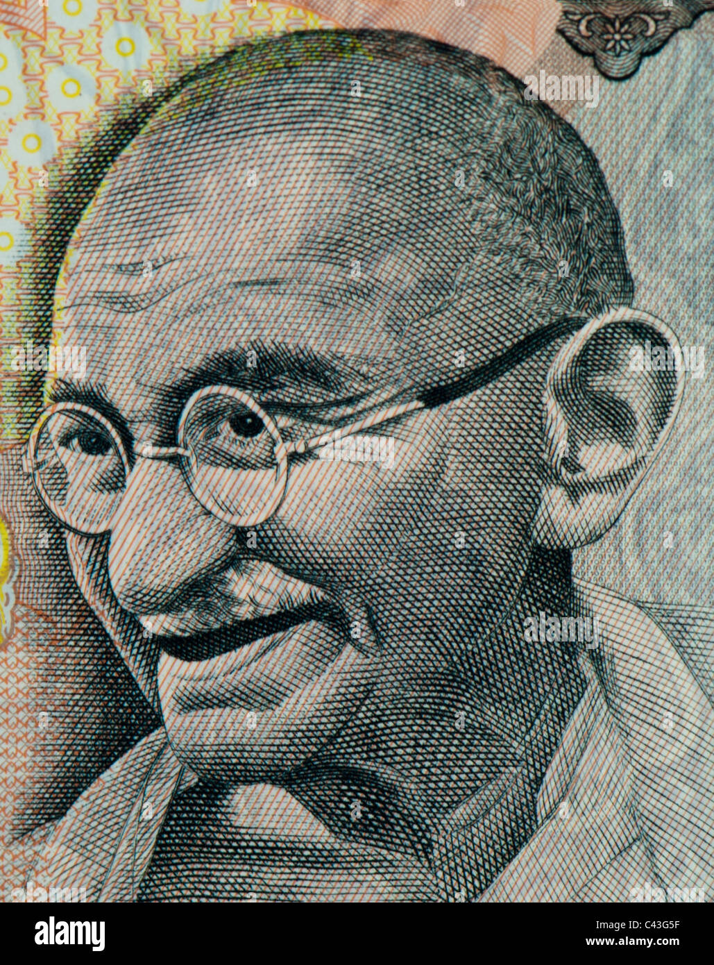 Gandhi auf Banknote, Indien Stockfoto