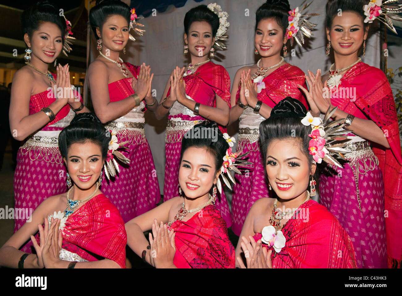 Traditionelle Thai Tänzer, Udon Thani, Isaan, Thailand Stockfoto