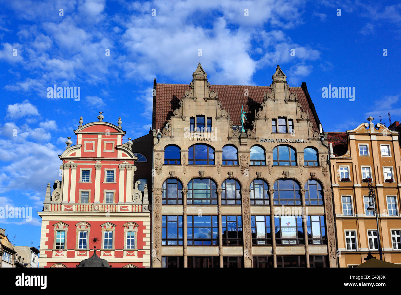 Polen, Polen, Osteuropa, Mitteleuropa, Europa, europäische, Architektur, Gebäude, Haus, Wroclaw, Breslau, Niederschlesien Stockfoto