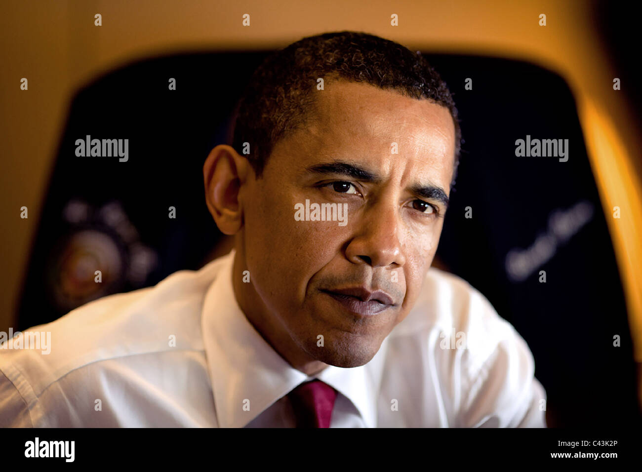 Präsident Barack Obama auf der Air Force One auf dem Weg zu geben die Abschlussfeier an der Arizona State University, Stockfoto