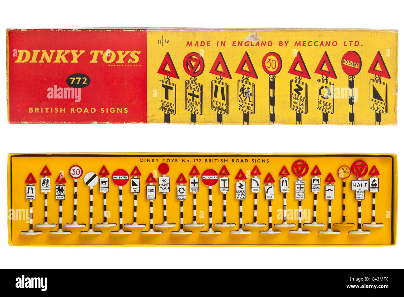 Meccano Dinky Toys set 772 britischen Verkehrszeichen 1950s 1960s JMH4946 Stockfoto