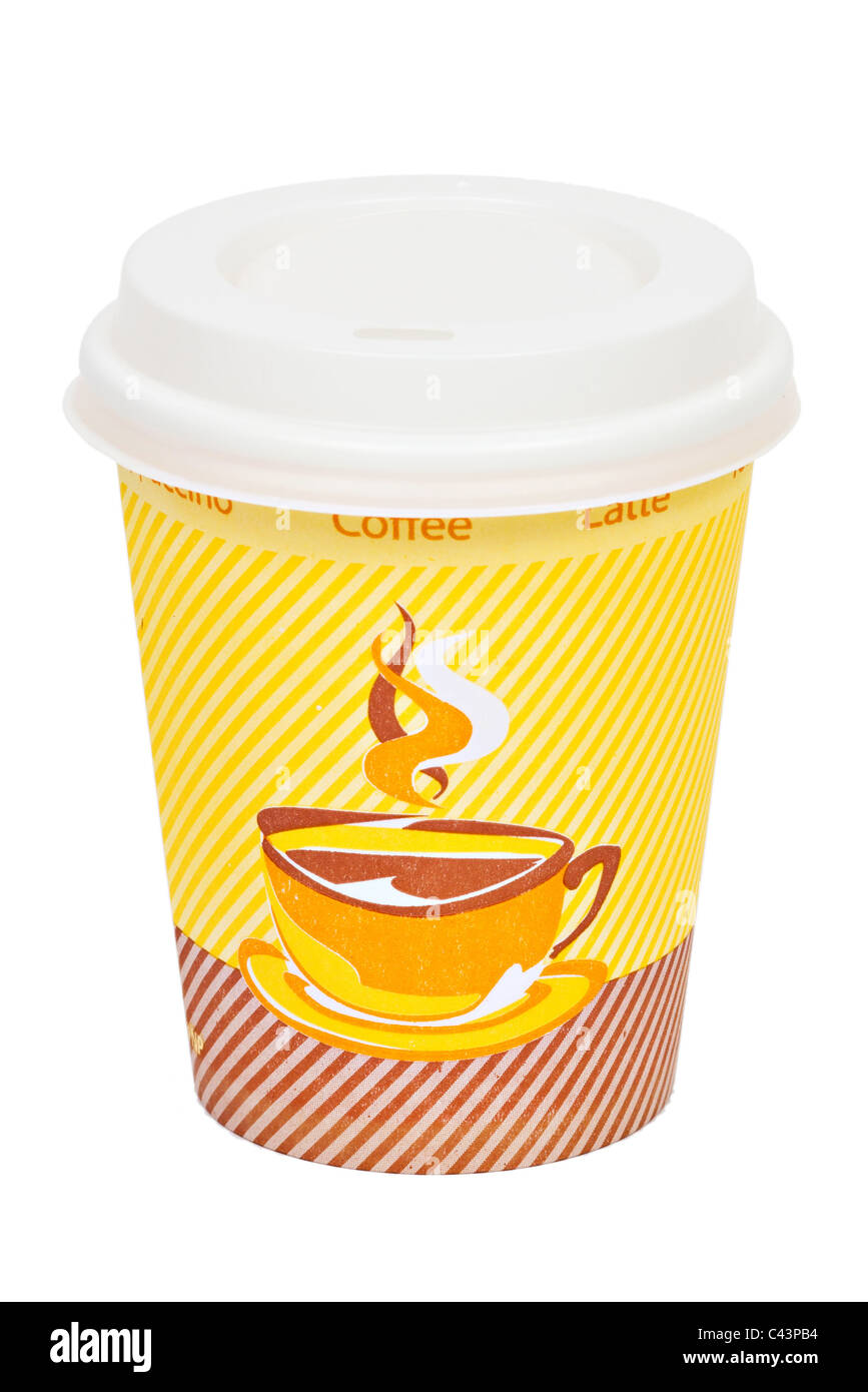 Kaffee zum mitnehmen in einer Cappuccino-Tasse Stockfoto