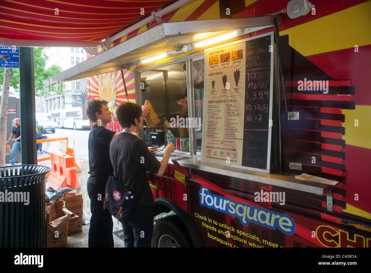 Die Frying Dutchman Imbisswagen ist in Greenwich Village in New York gesehen. Stockfoto