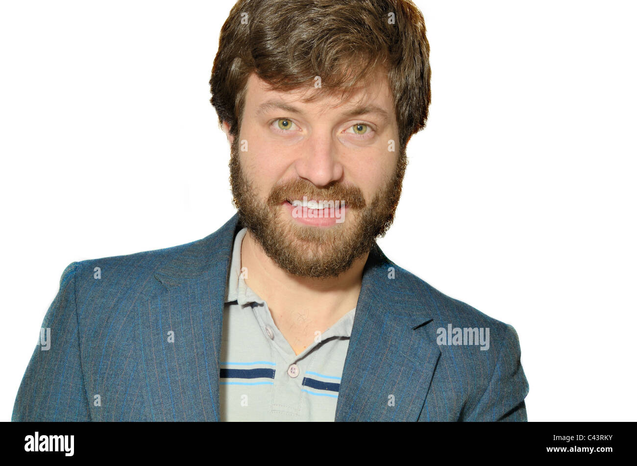 Lächelnd bärtigen Mann in einem blazer Stockfoto